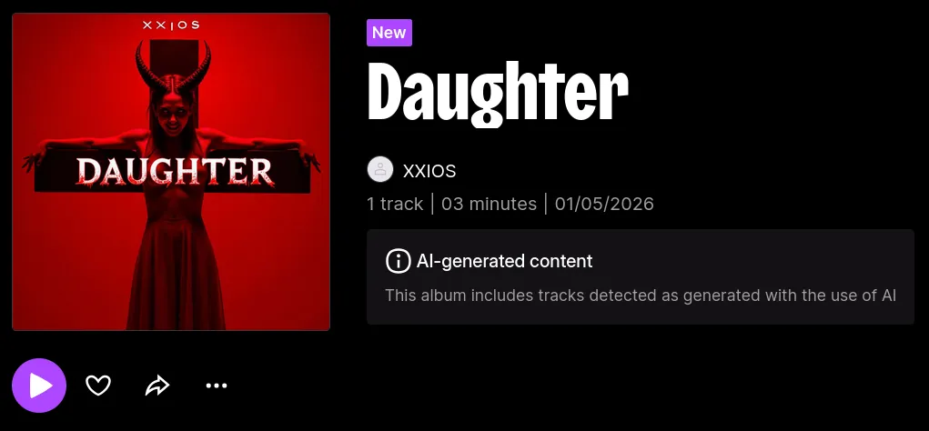 Example of AI labeling on Deezer